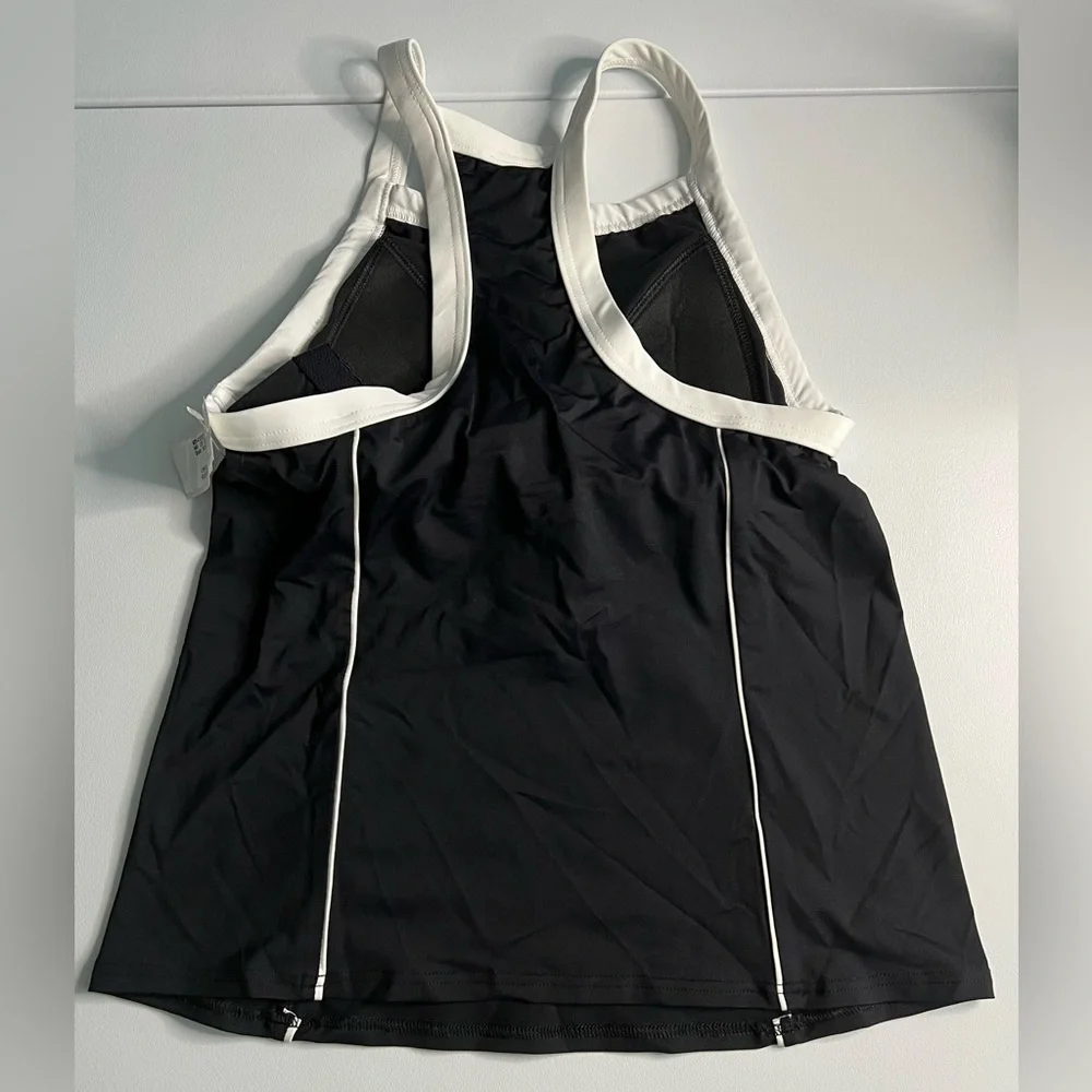Lands' End Black and White Swim Top